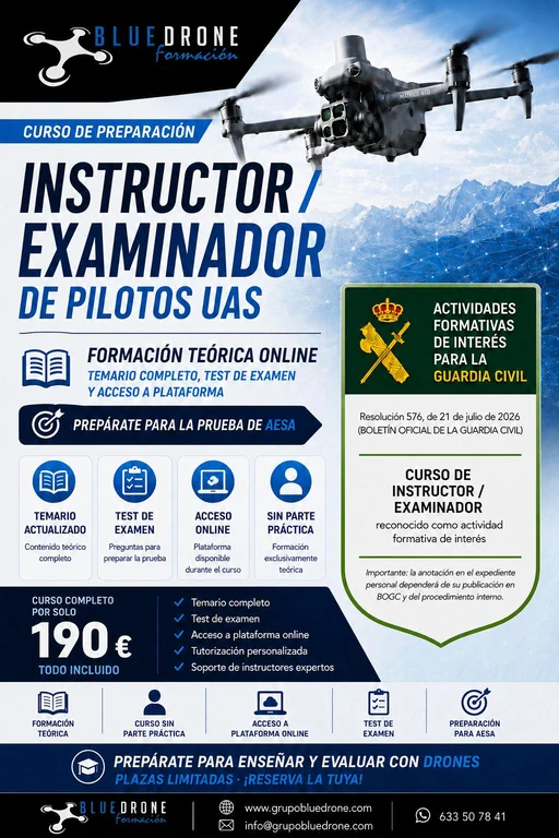 Curso Instructor examinador de pilotos uas. Bluedrone